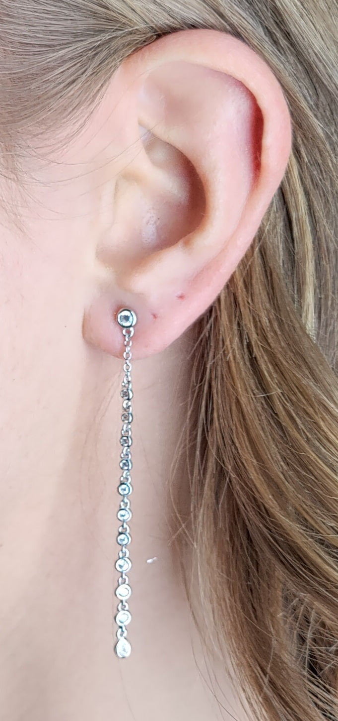 Fine Long Circle Chain Earrings