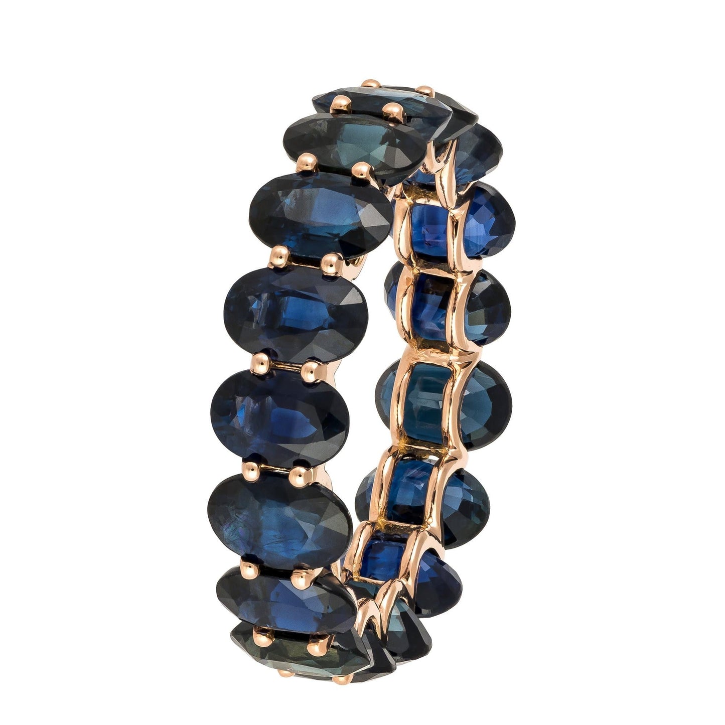 Chic and Timeless Blue Sapphire Diamond Rose Gold 18K Ring For Her