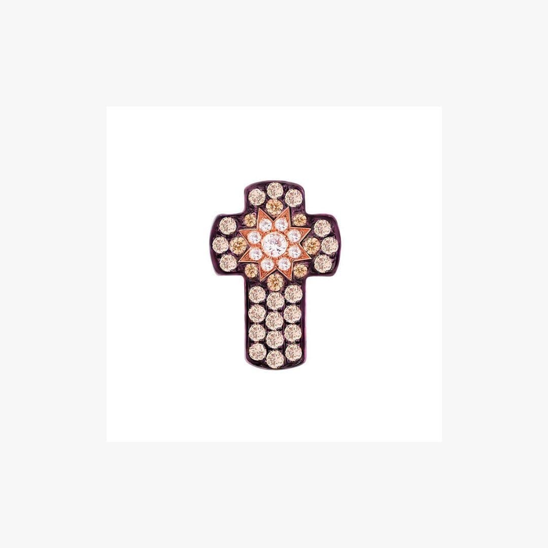 Cross Rose Gold Star Diamond Pendant - Natkina
