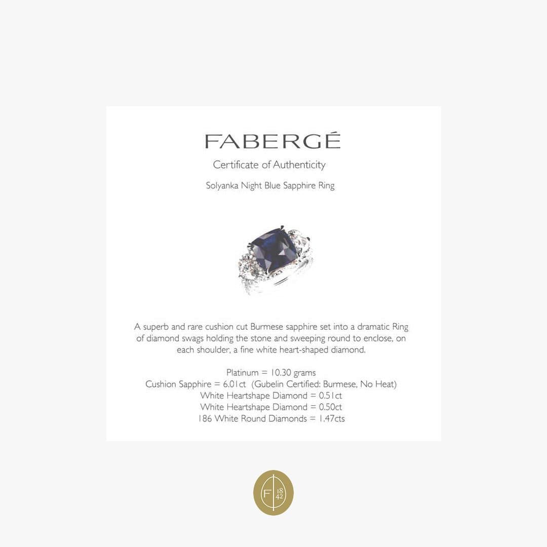 Fabergé Collection Three Colors of Love Gubelin Cert 6.01 Carat Sapphire Ring - Natkina