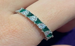 Triangle and Round Cut Eternity Silver Band