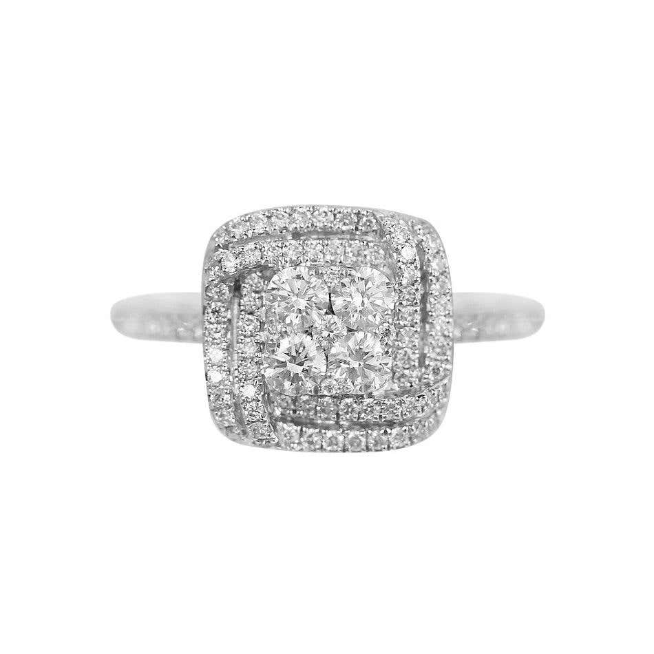 Impressive Classic Diamond White Gold Ring - Natkina