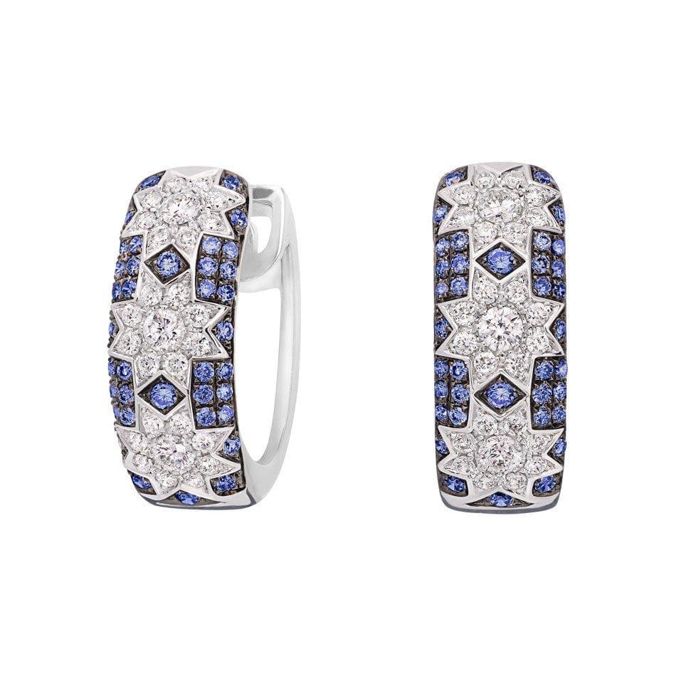 Long 3 Star earrings Blue Sapphire - Natkina