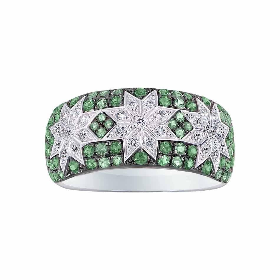Long 3 Star Ring Tsavorite - Natkina