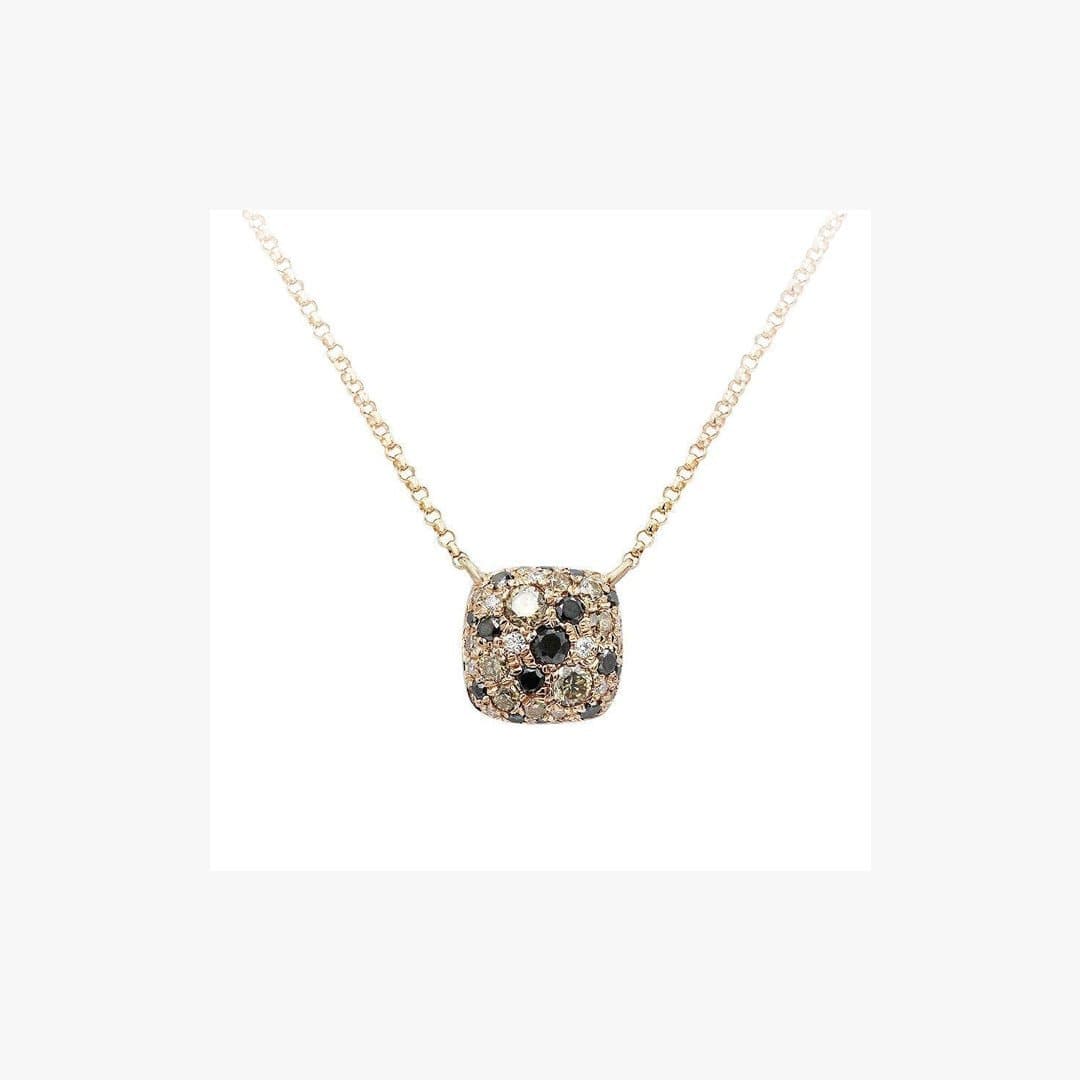 Modern White Black Brown Diamond Combination Pink Gold Fashion Pendant Necklace - Natkina