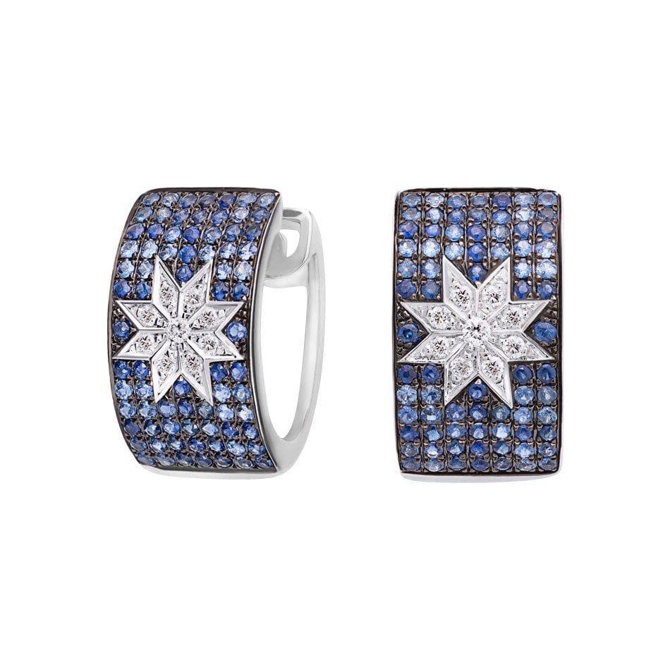Mono Star earrings wide Blue Sapphire - Natkina