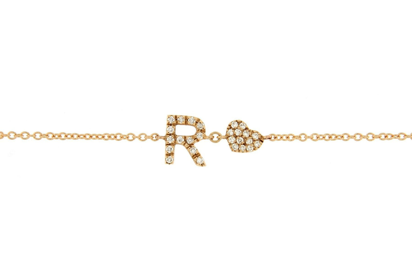 Personalized Diamond Bracelet & Diamond Heart Charm - Natkina