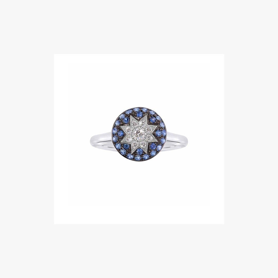 Round Star Sapphire Diamond Ring - Natkina