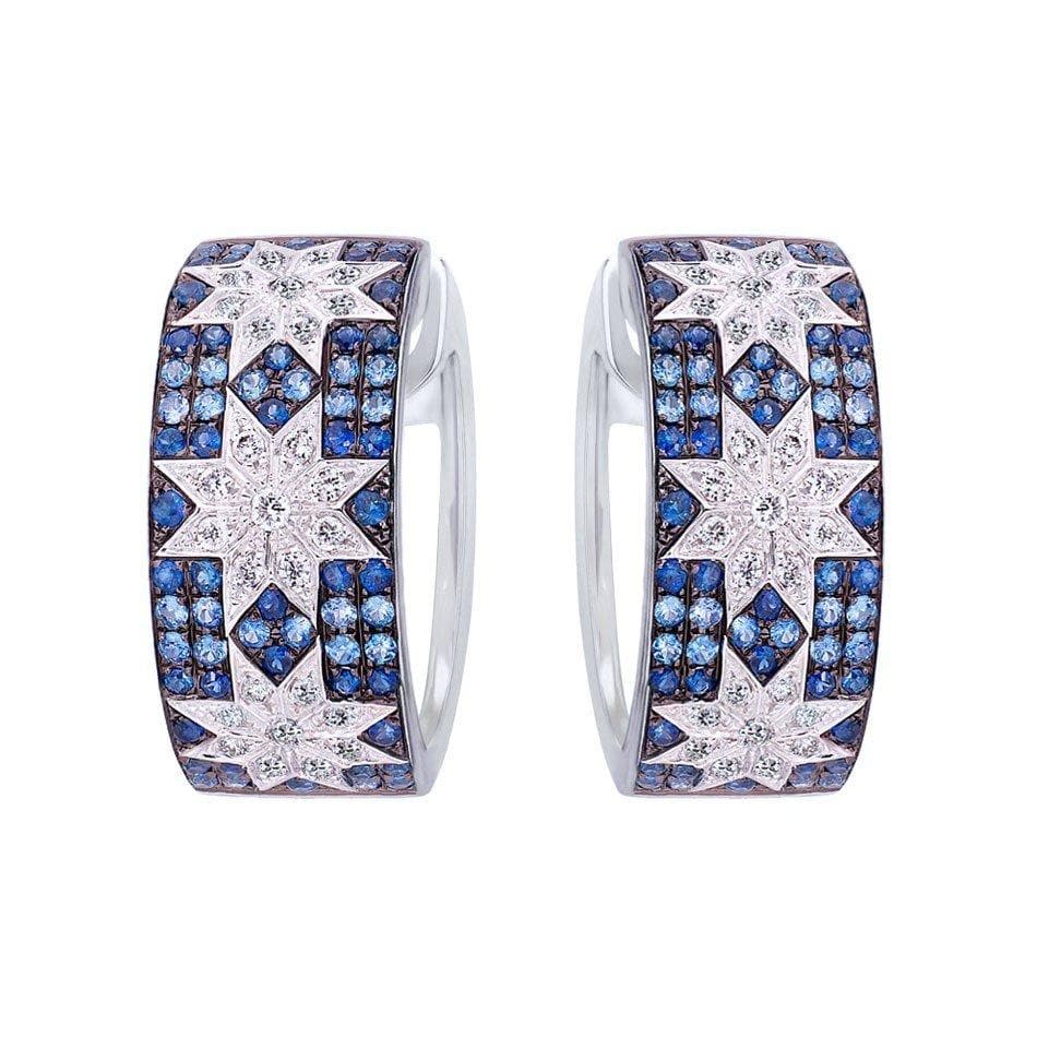 Trio Star earrings wide Blue Sapphire - Natkina