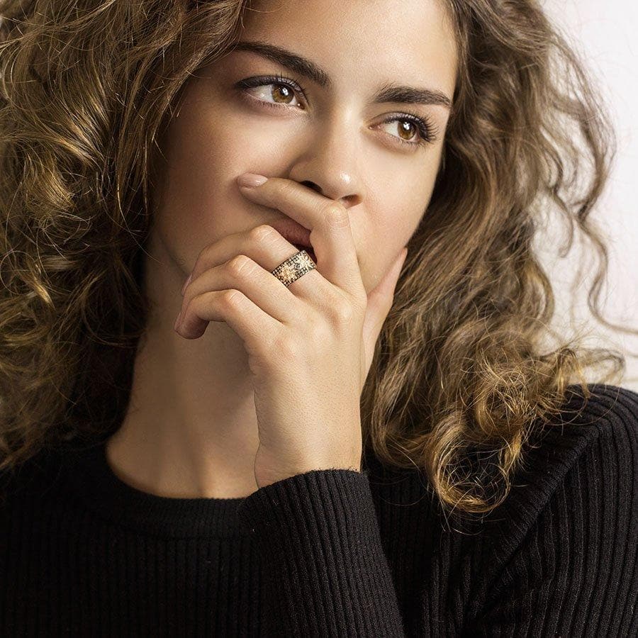 Trio Star ring wide Champagne Diamond - Natkina