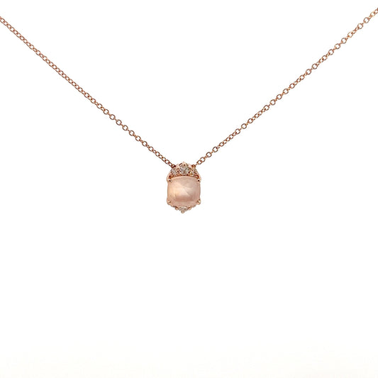 Eternelle Necklace Pink Quartz Diamond Rose Gold