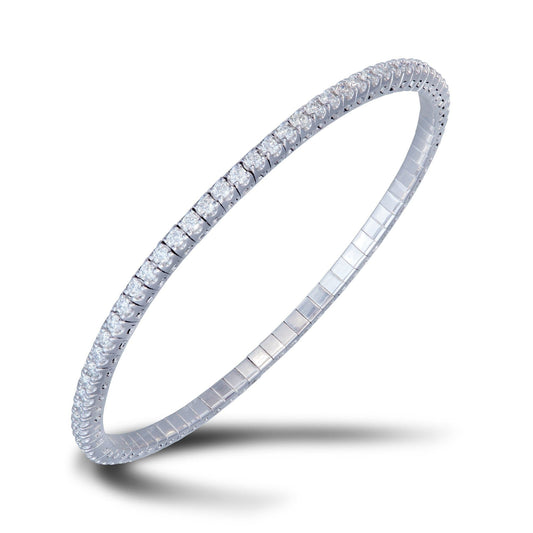 Strechable Diamond Tennis Bangle BRACELET 18K White Gold