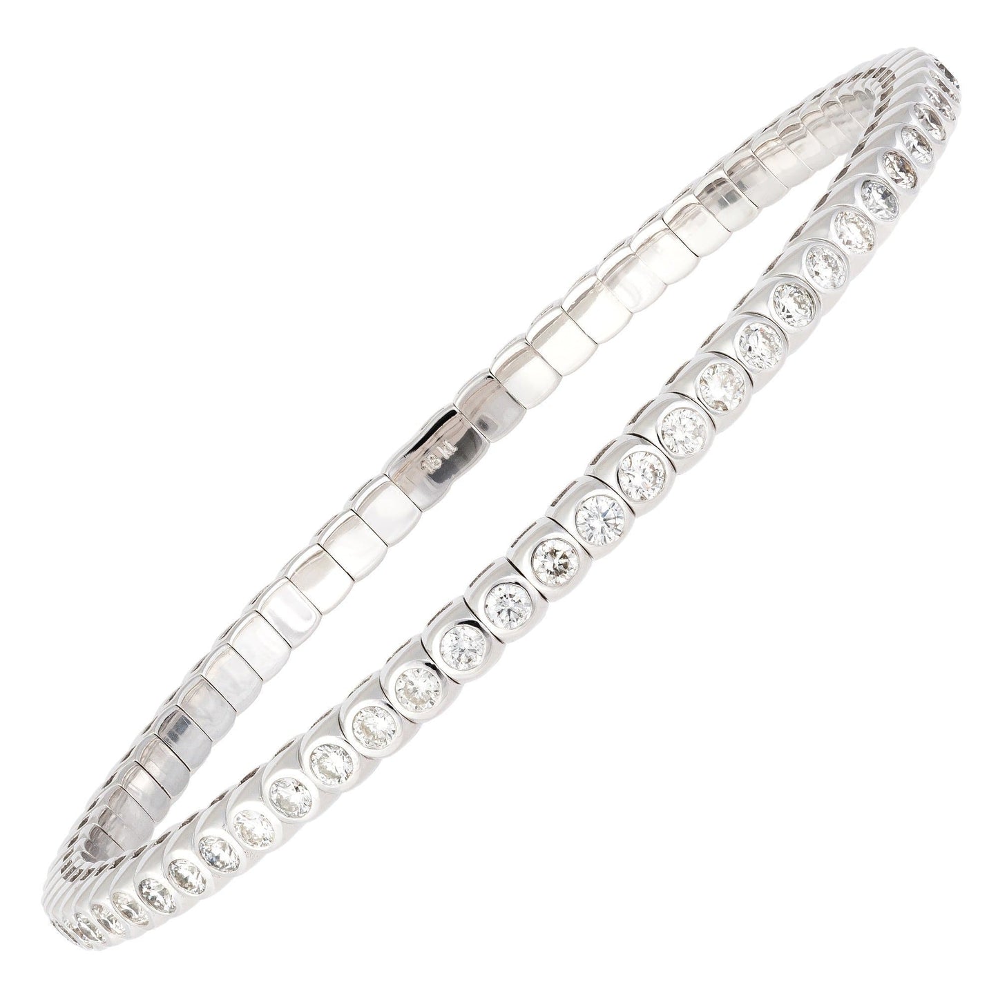 Diamond Tennis Strechable Bangle BRACELET 18K White Gold