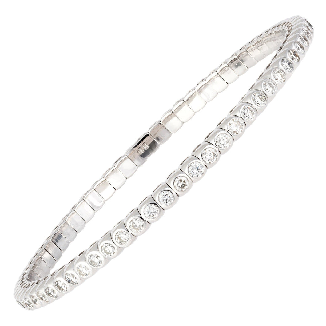 Diamond Tennis Strechable Bangle BRACELET 18K White Gold