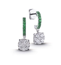 Load image into Gallery viewer, Diamond Earrings For Her with Emerald in White Gold
