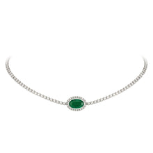 Load image into Gallery viewer, Breathtaking Diamond 18K White Gold Necklace with Emerald for Her
