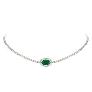 Breathtaking Diamond 18K White Gold Necklace with Emerald for Her