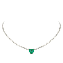Load image into Gallery viewer, Breathtaking Diamond 18K White Gold Necklace with Emerald for Her
