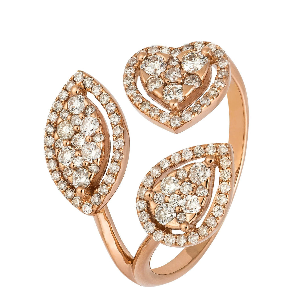 Beautiful White Diamond Rose Gold 18K Ring For Her