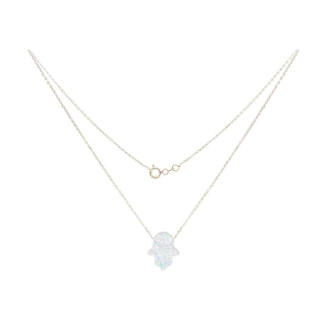 White Fatma Hand Gold Neklace