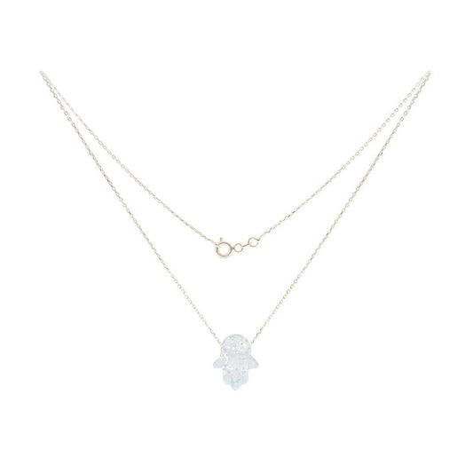 White Fatma Hand Gold Neklace