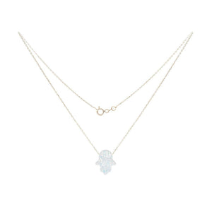 White Fatma Hand Gold Neklace