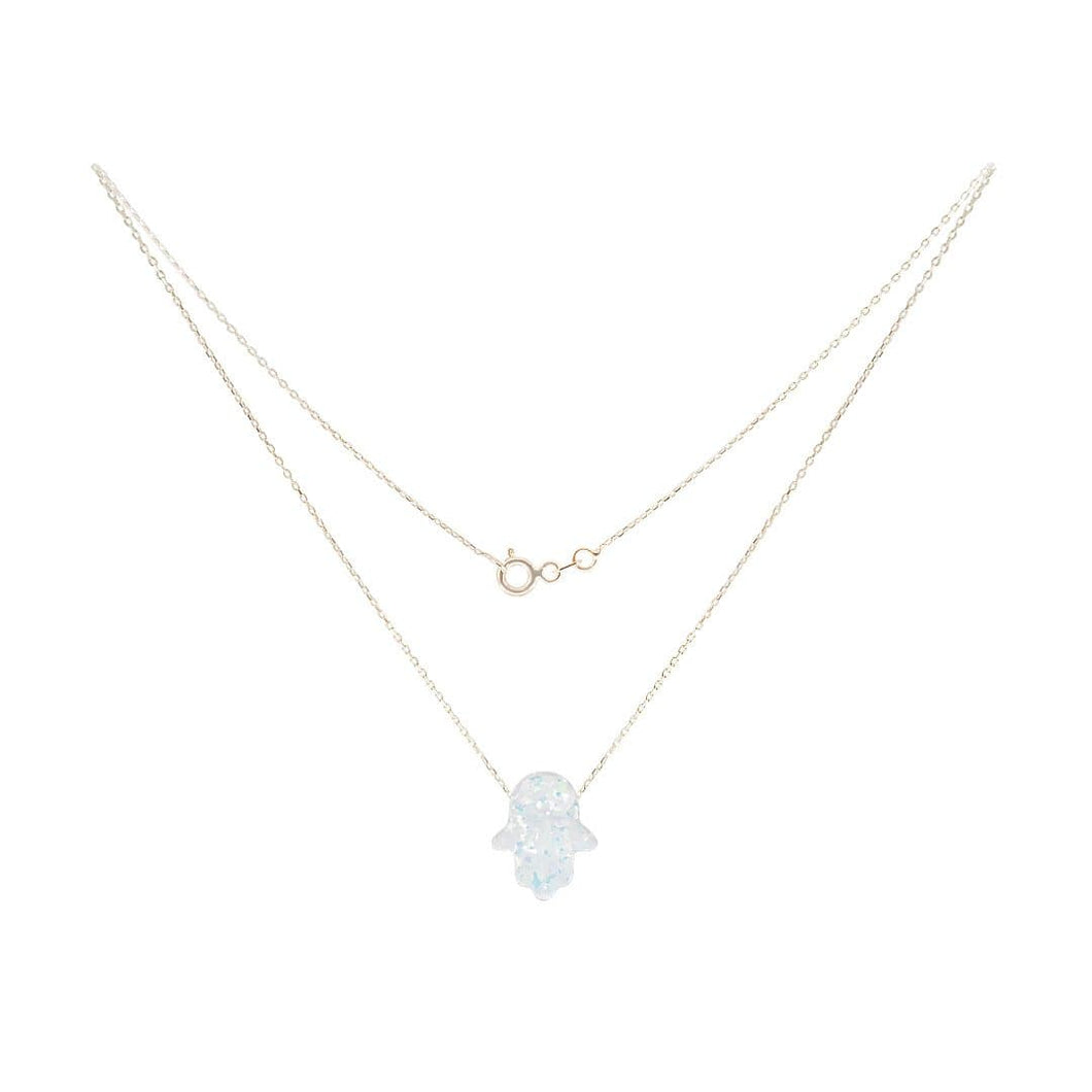White Fatma Hand Gold Neklace
