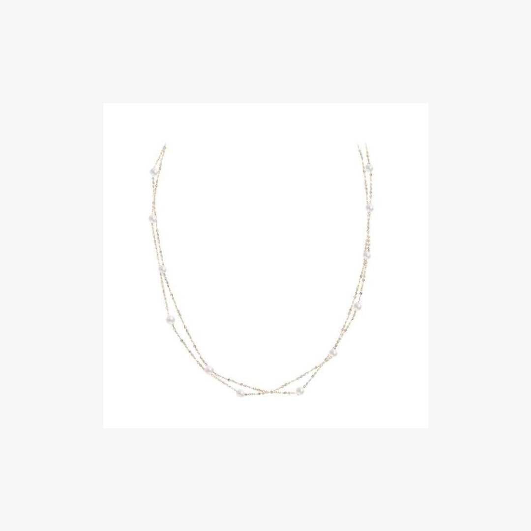 Fabulous and Modern Precious Pearl White Diamond Yellow Gold Necklace