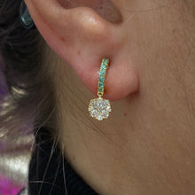 Load image into Gallery viewer, Diamond Earrings For Her with Emerald in White Gold
