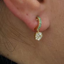 Load image into Gallery viewer, Diamond Earrings For Her with Emerald in White Gold
