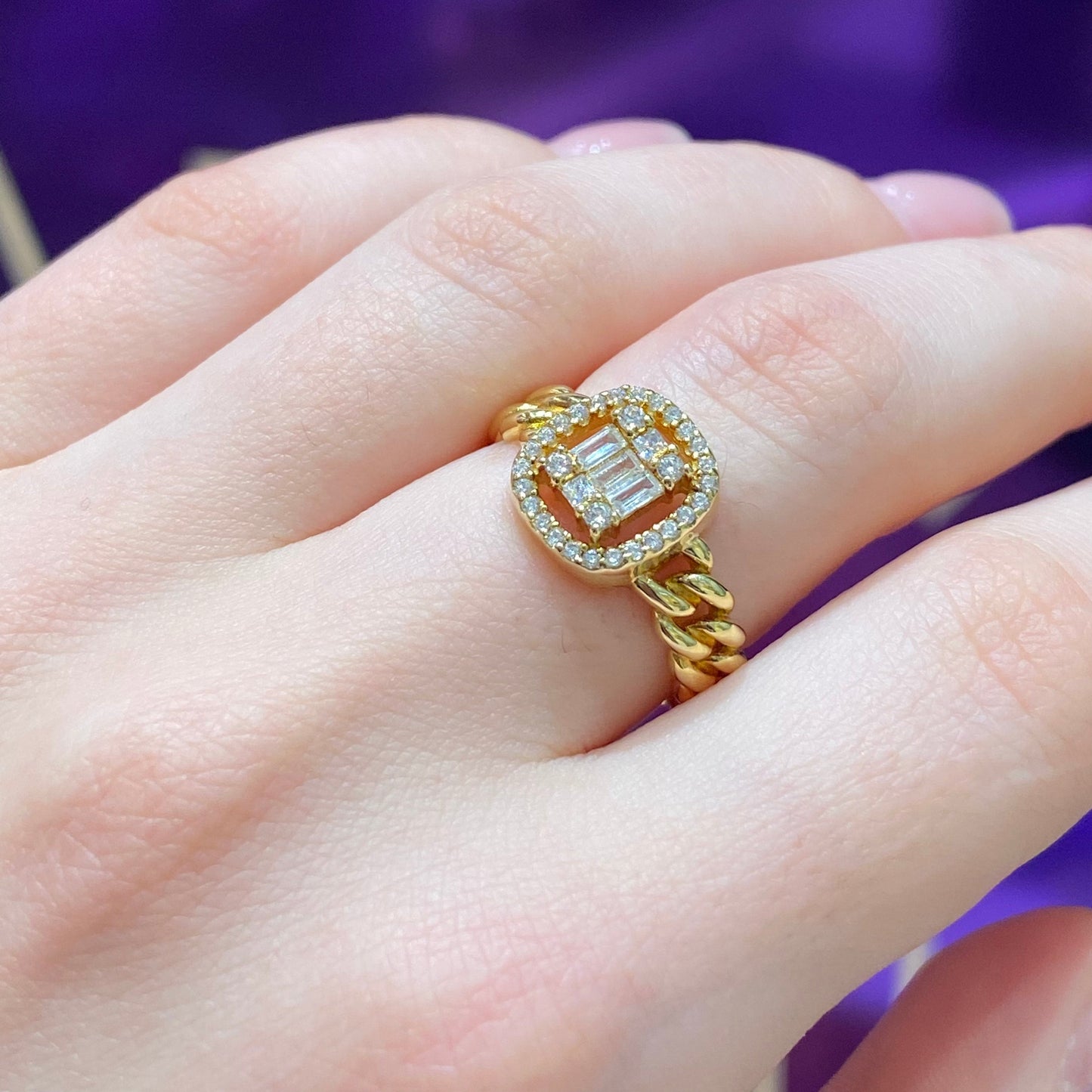 Briliant Chain Silver Ring