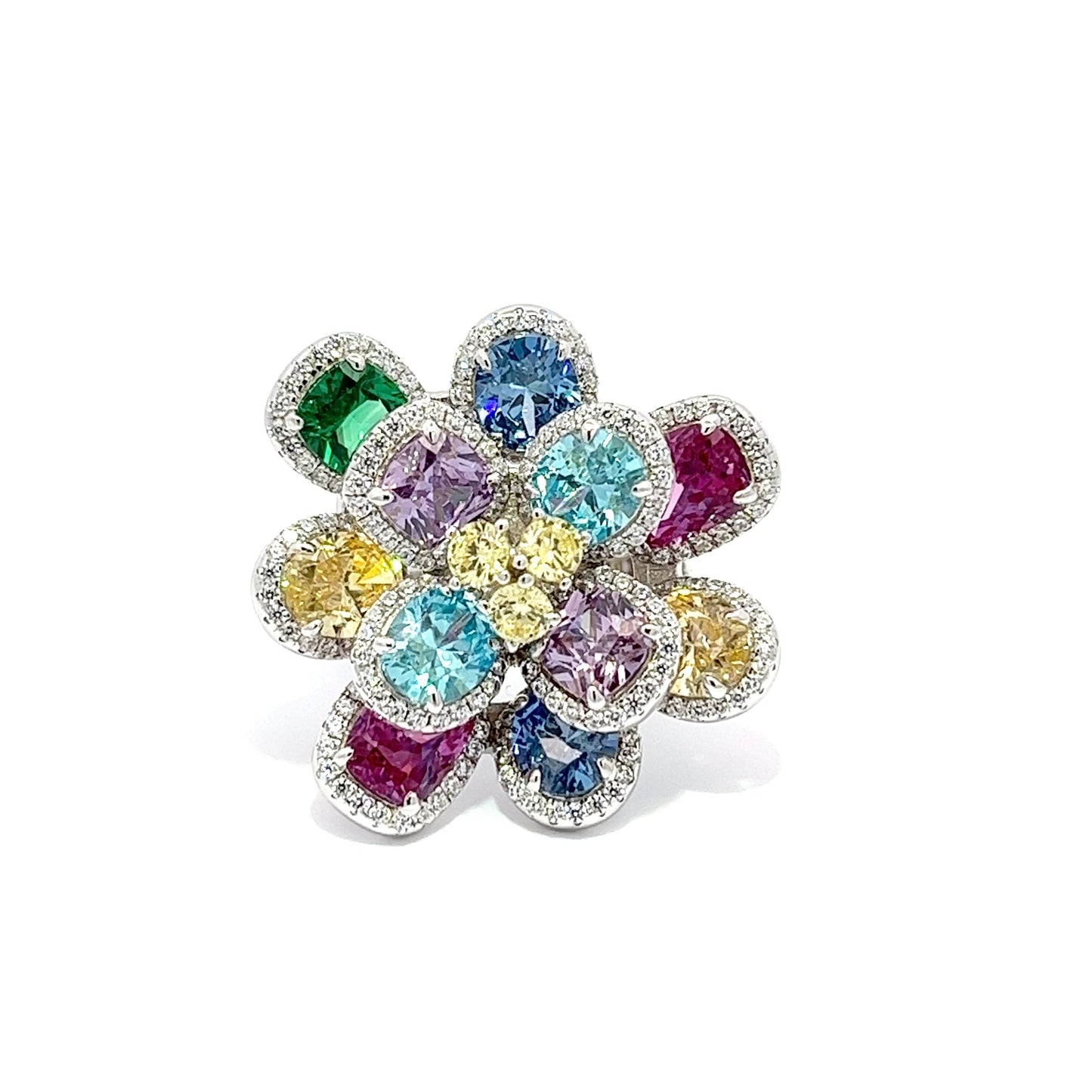Multi Flower Silver Ring