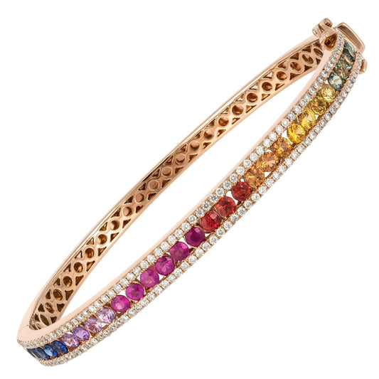 Diamond Tennis BANGLE BRACELET 18K Rose Gold