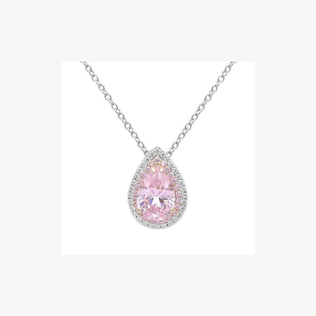 Pear Shape Zirconia Rhodium Plated Silver 925 Necklace - Natkina