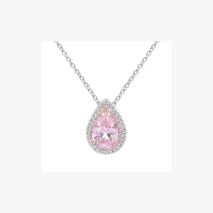 Pear Shape Zirconia Rhodium Plated Silver 925 Necklace - Natkina