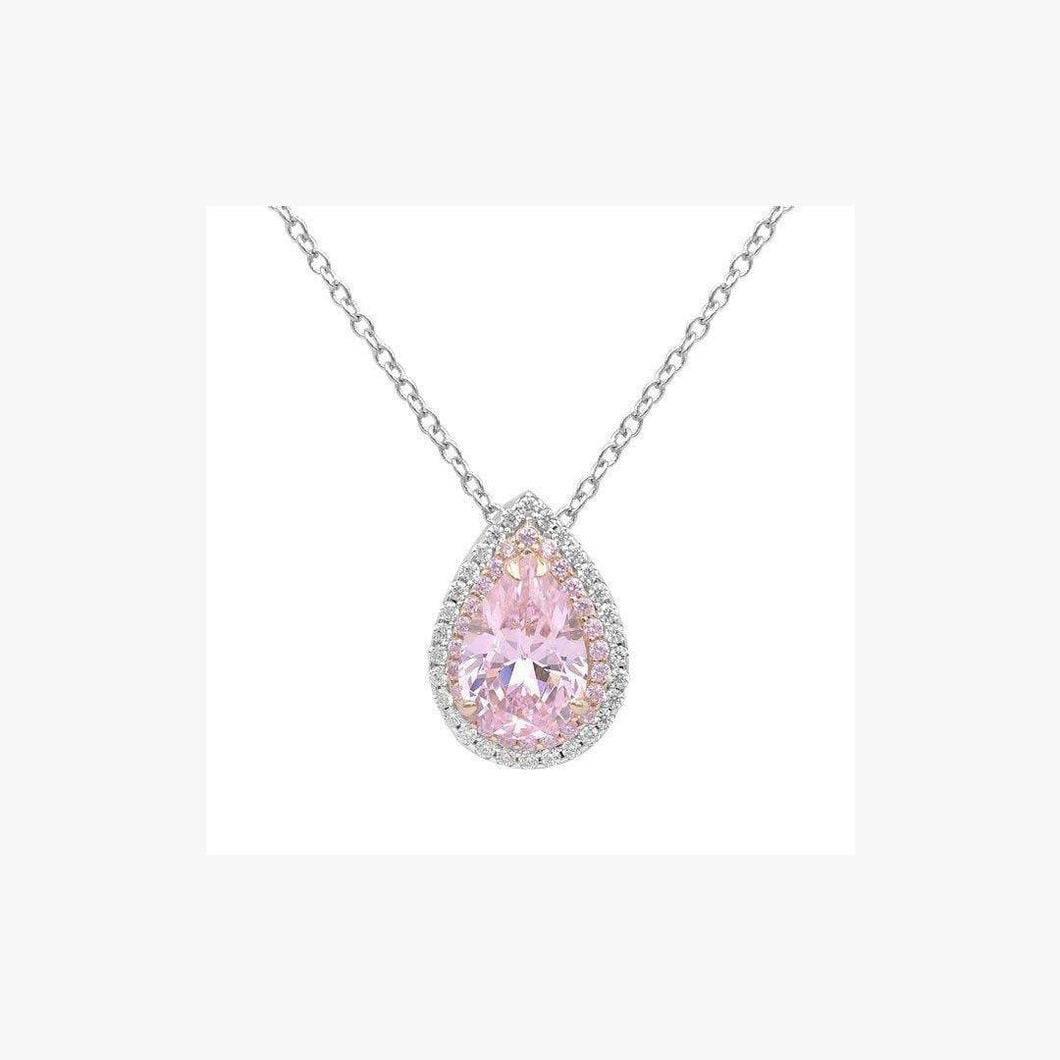 Pear Shape Zirconia Rhodium Plated Silver 925 Necklace - Natkina