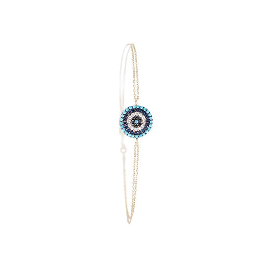 Big Eye Blue Center Gold Bracelet - Natkina