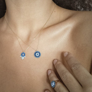 Big Eye Blue Center Gold Necklace - Natkina