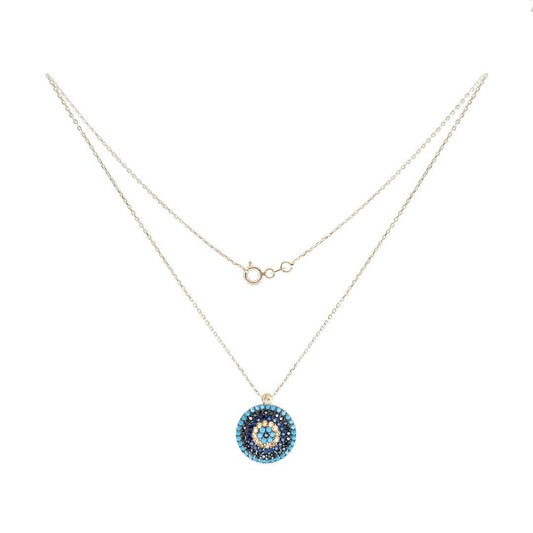 Big Eye Blue Center Gold Necklace - Natkina