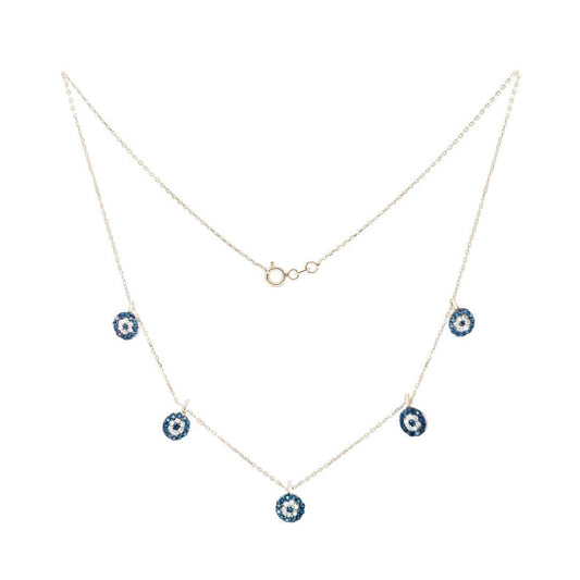 Blue Eye 5 Elements Gold Necklace - Natkina