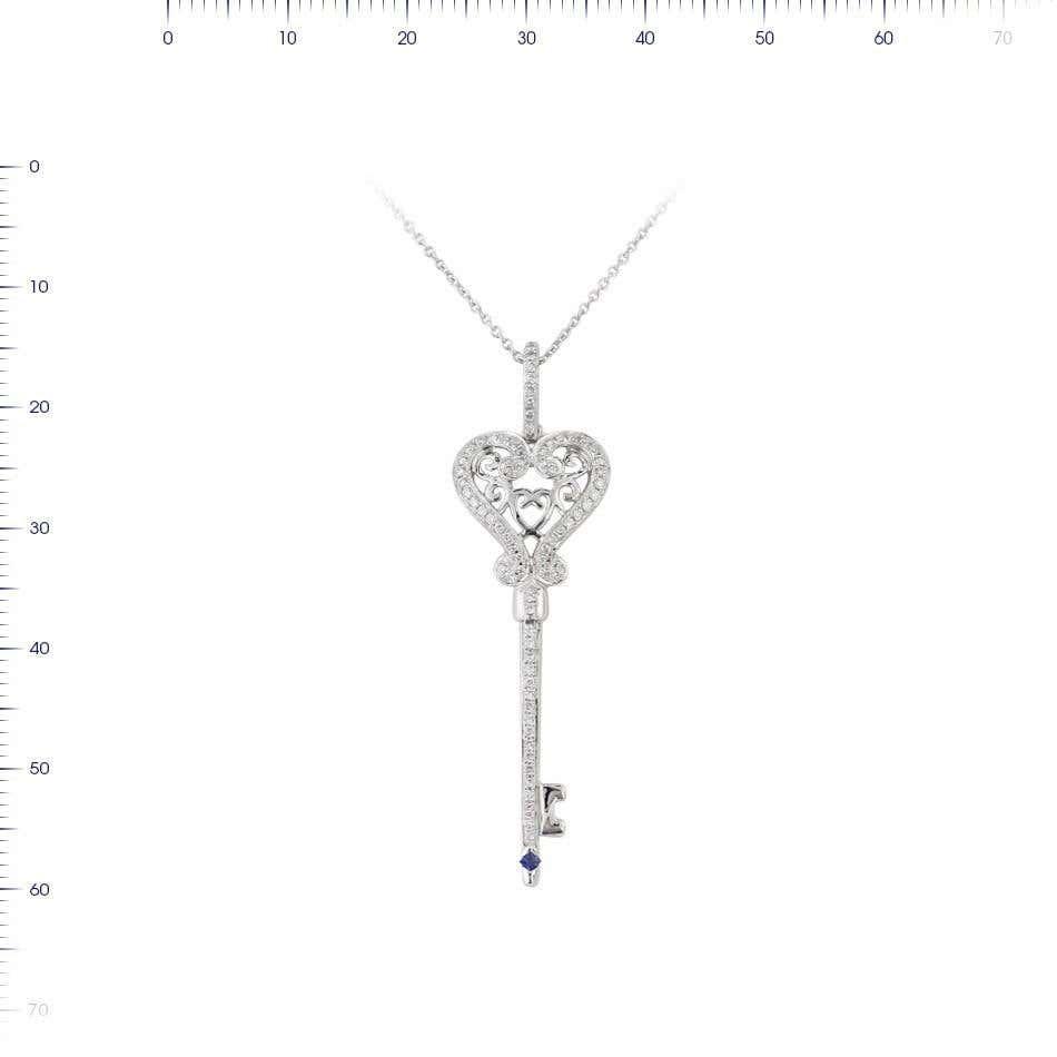 Blue Sapphire Diamond White Gold Necklace
