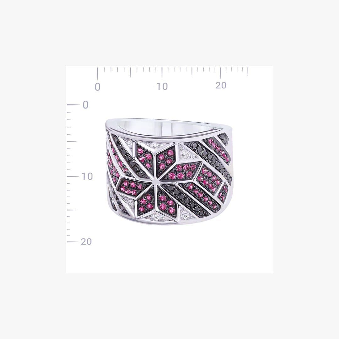 Christmas Inspired Modern Diamond Ring with Ruby - Natkina