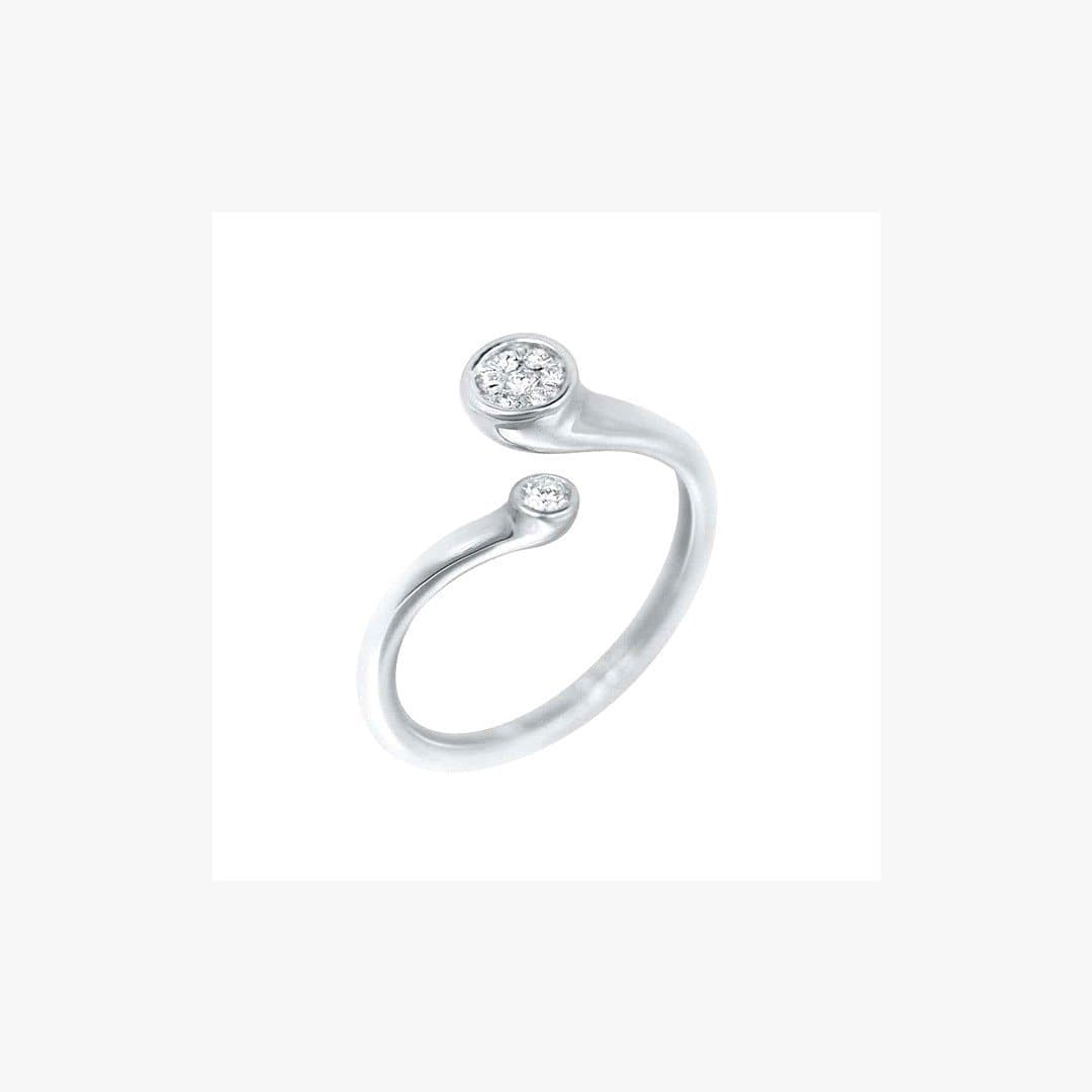 Classic 2 Diamonds White Gold Ring  - Natkina