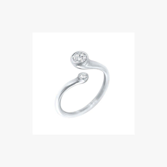 Classic 2 Diamonds White Gold Ring  - Natkina