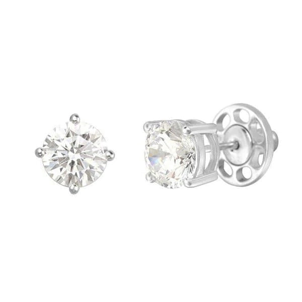 Classic Round Silver Studs Diamond Immitation