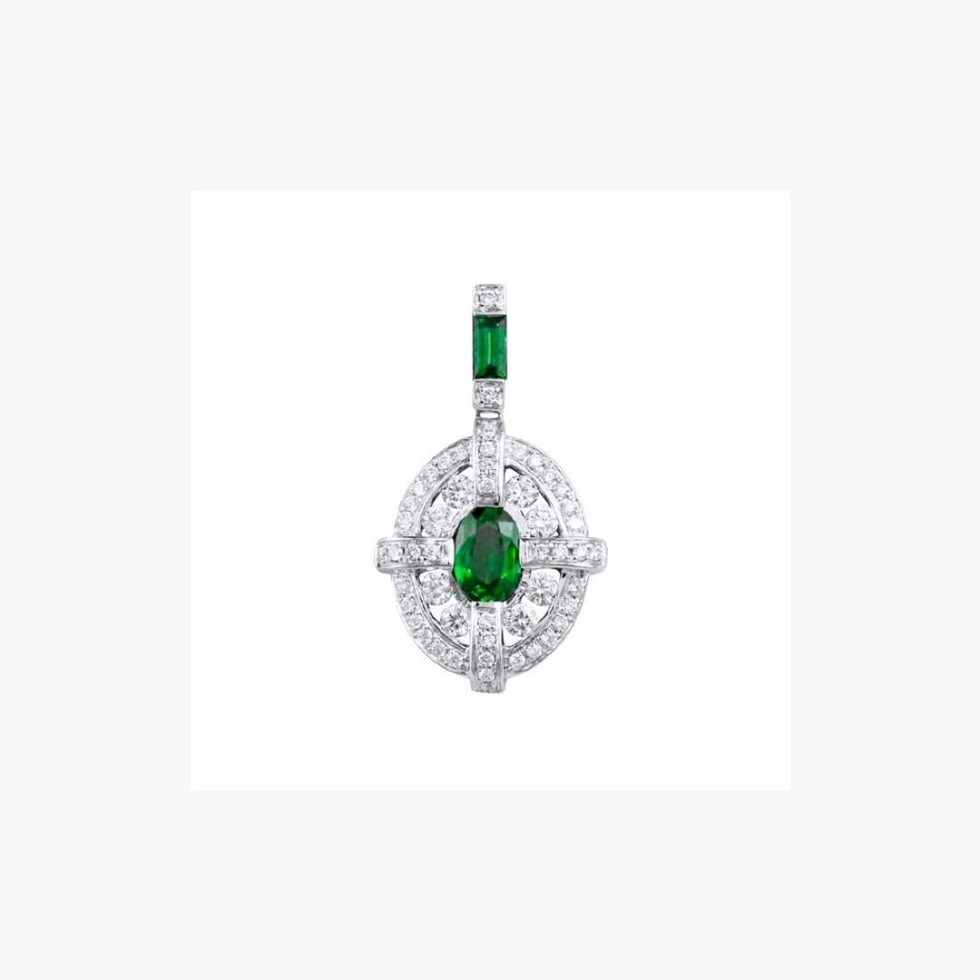 Emerald Center White Diamond White Gold Pendant - Natkina