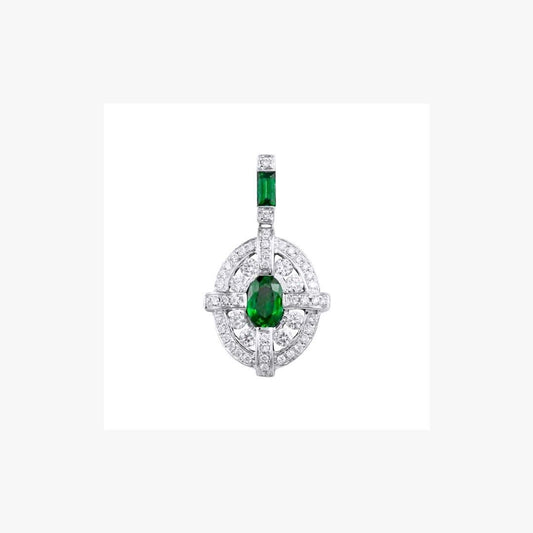 Emerald Center White Diamond White Gold Pendant - Natkina