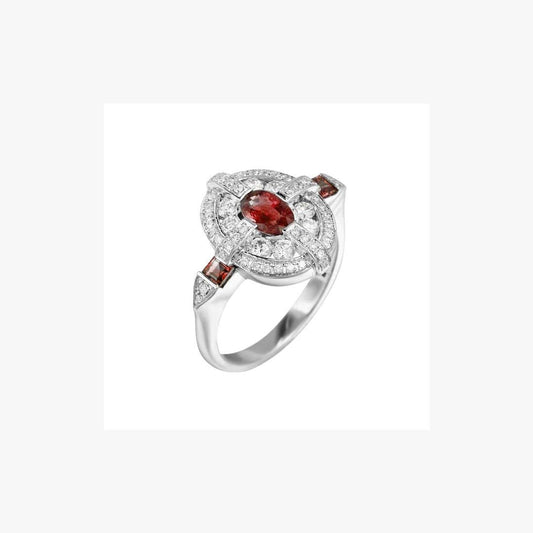 Center Ruby White Diamond White Gold Round Ring - Natkina