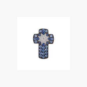 Cross White Gold Star Diamond Sapphire Pendant - Natkina