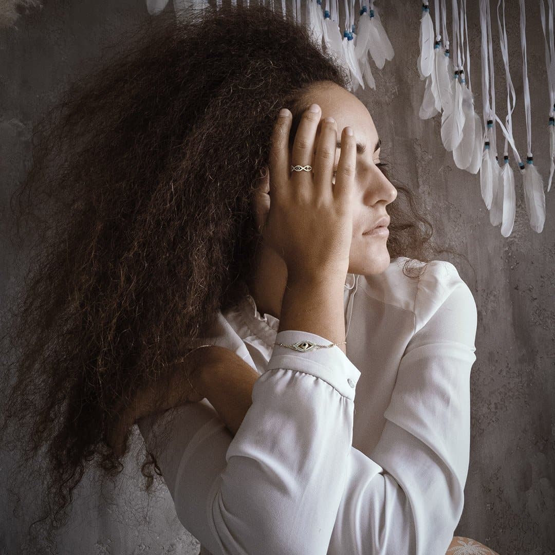 Double Chain Sapphire Eye Bracelet - Natkina